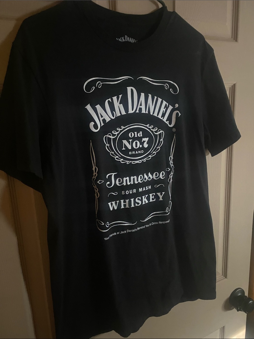 Jack Daniels Black T-Shirt with White Tennessee Whiskey Logo
